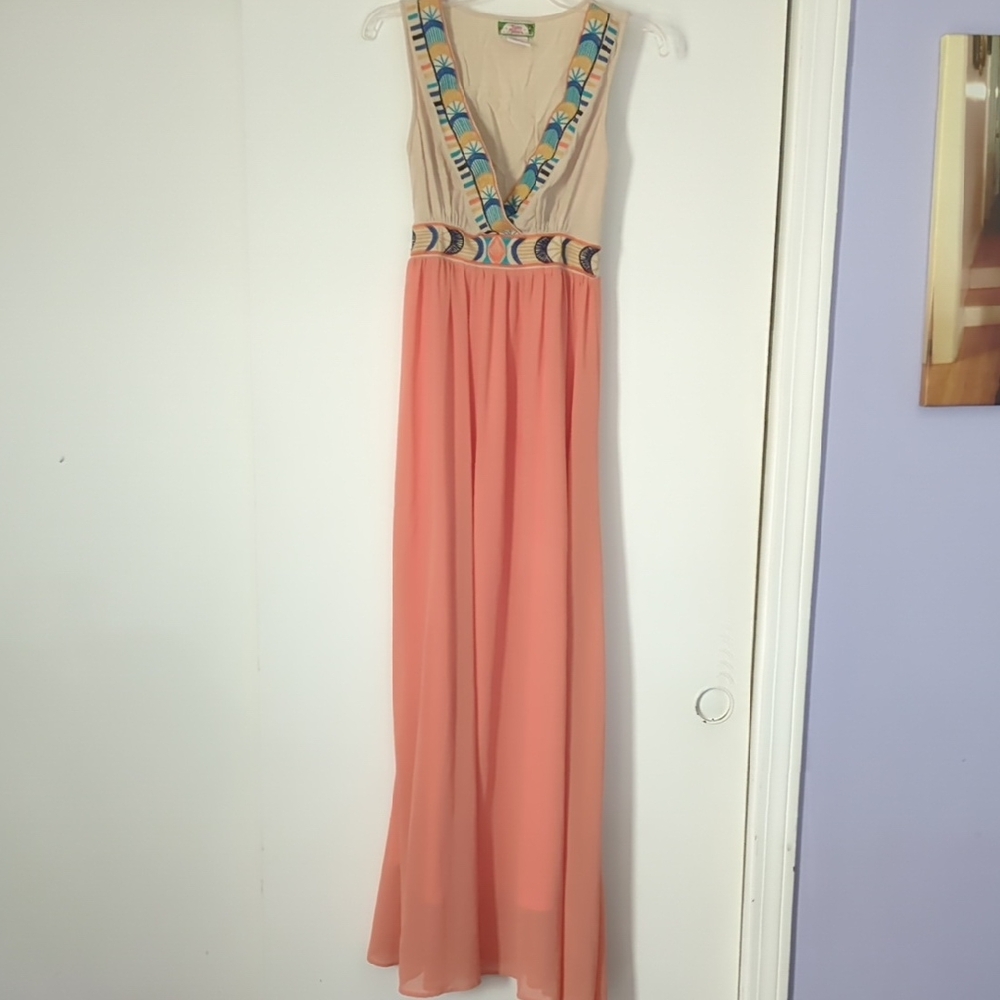 Flying Tomato Pink Maxi Sundress V-Neck Sleeveless